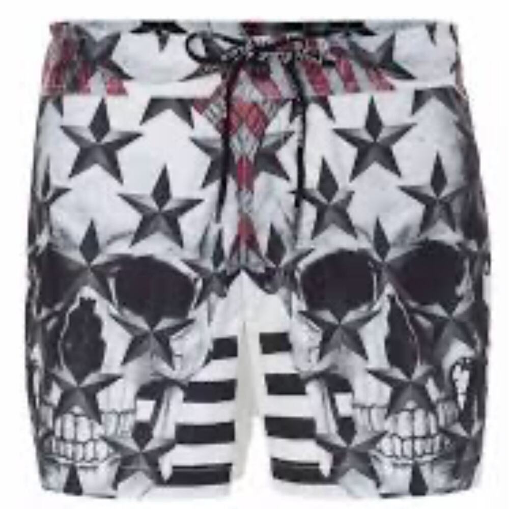Philipp Pleno Skull Monogram Mens Swimming Shorts Trunks Drawstring Size S-M - Picture 2 of 8